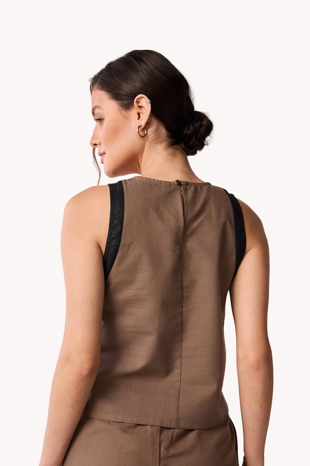 Sleeveless Colorblock Top in Brown and Black