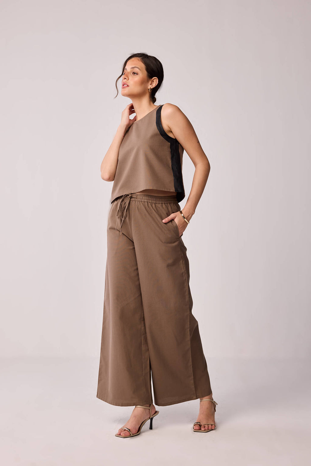 Sleeveless Colorblock Top in Brown and Black