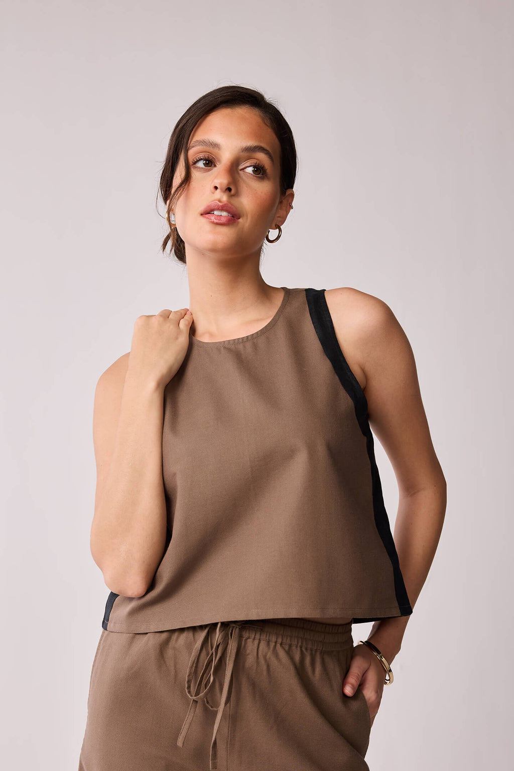 Sleeveless Colorblock Top in Brown and Black