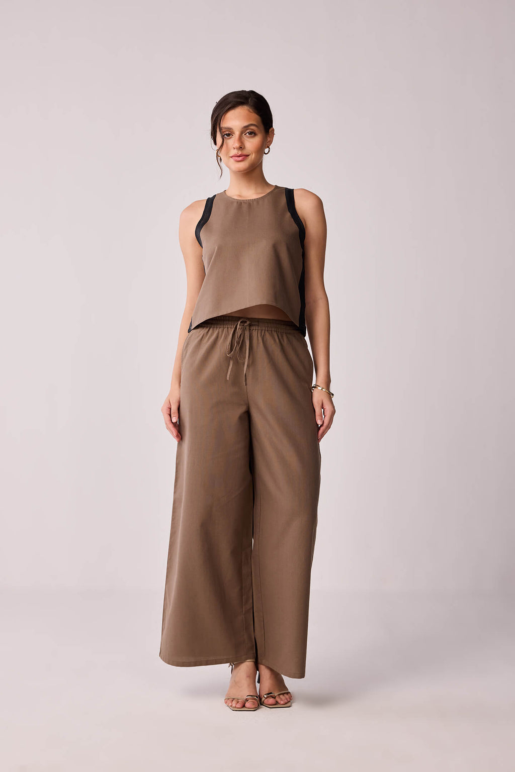 Sleeveless Colorblock Top in Brown and Black