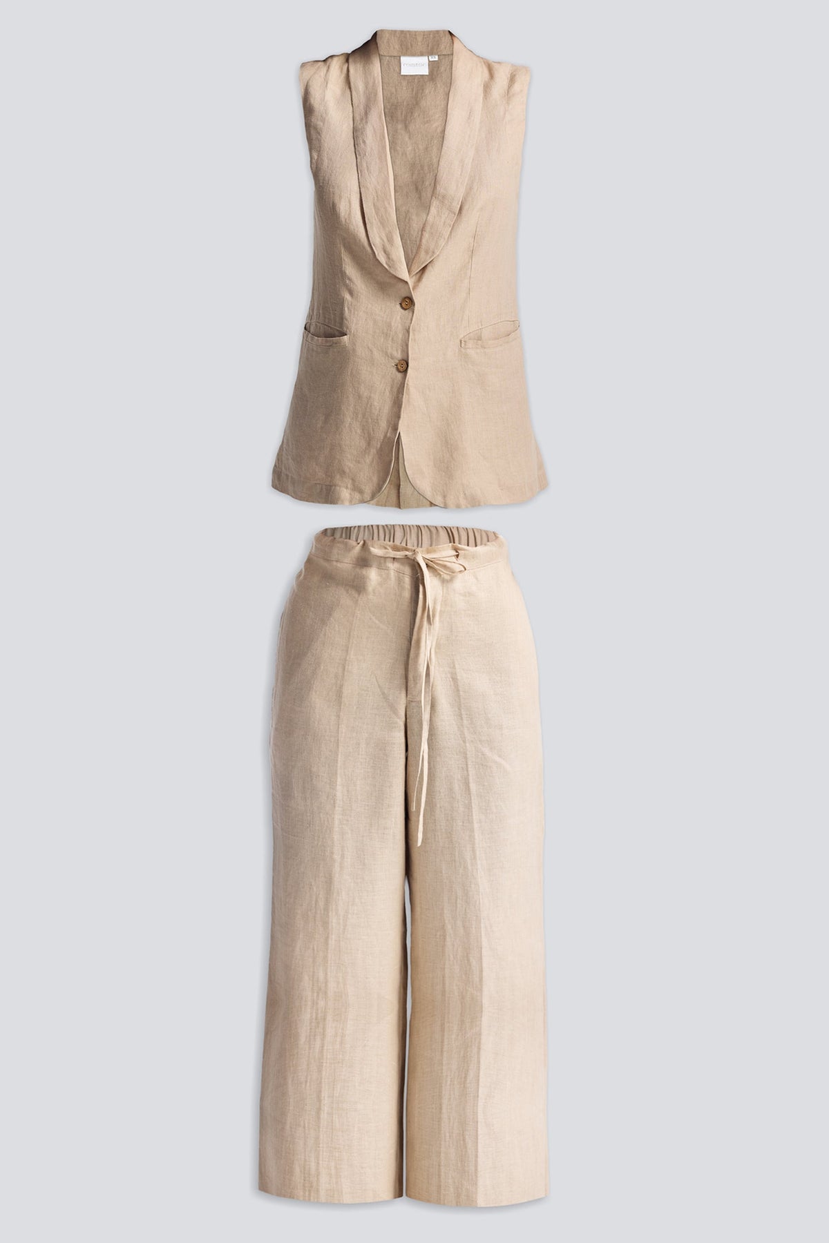 Sleeveless Hemp Jacket Set
