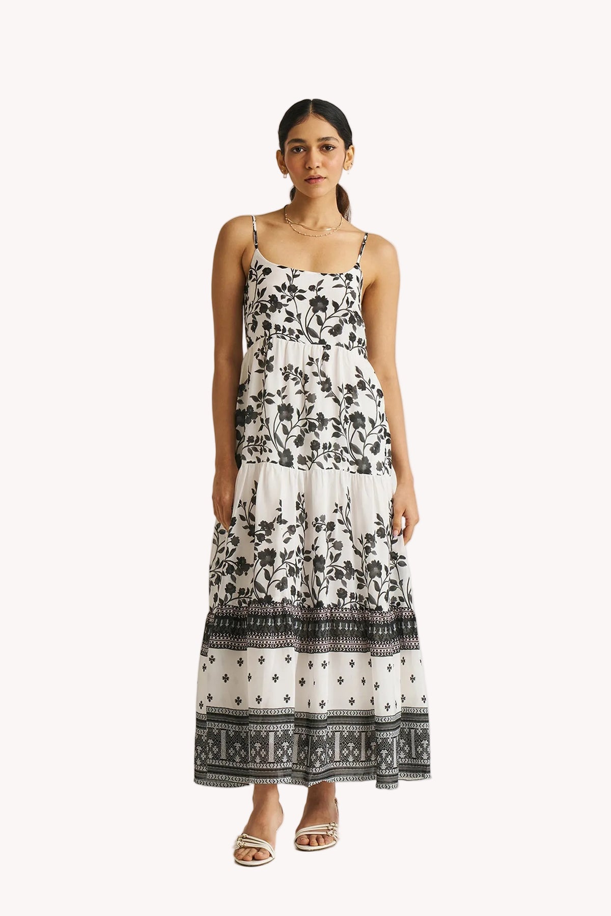 Strappy Tiered Maxi Dress in Florals