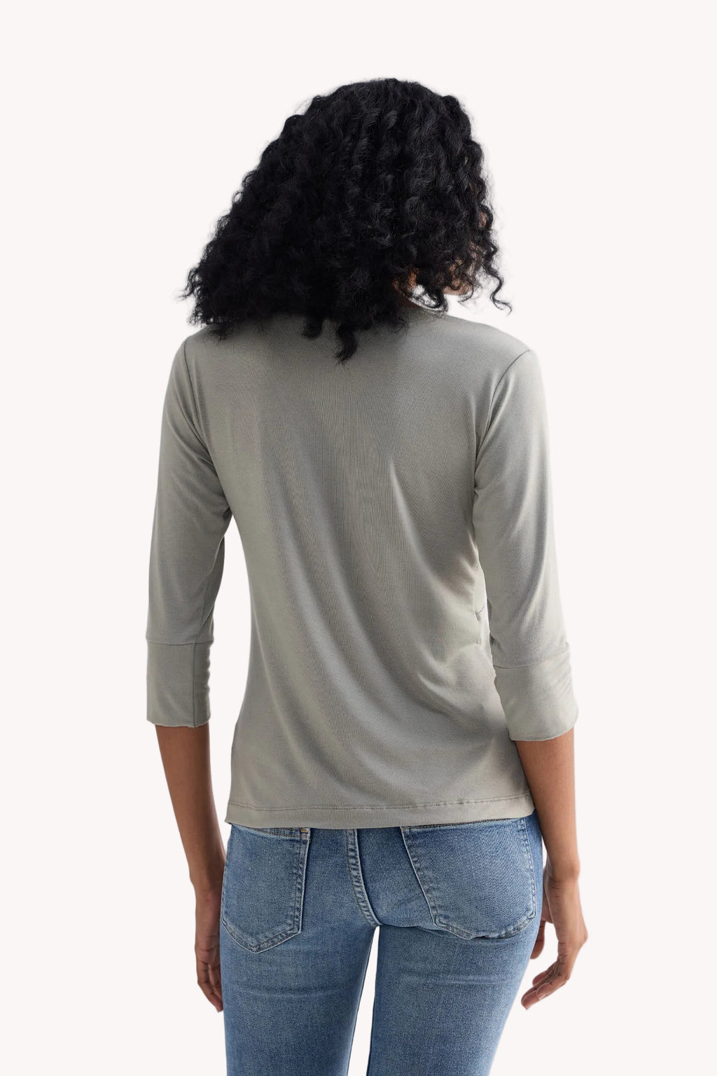 Twist Front Knit Shirt in Light Olive