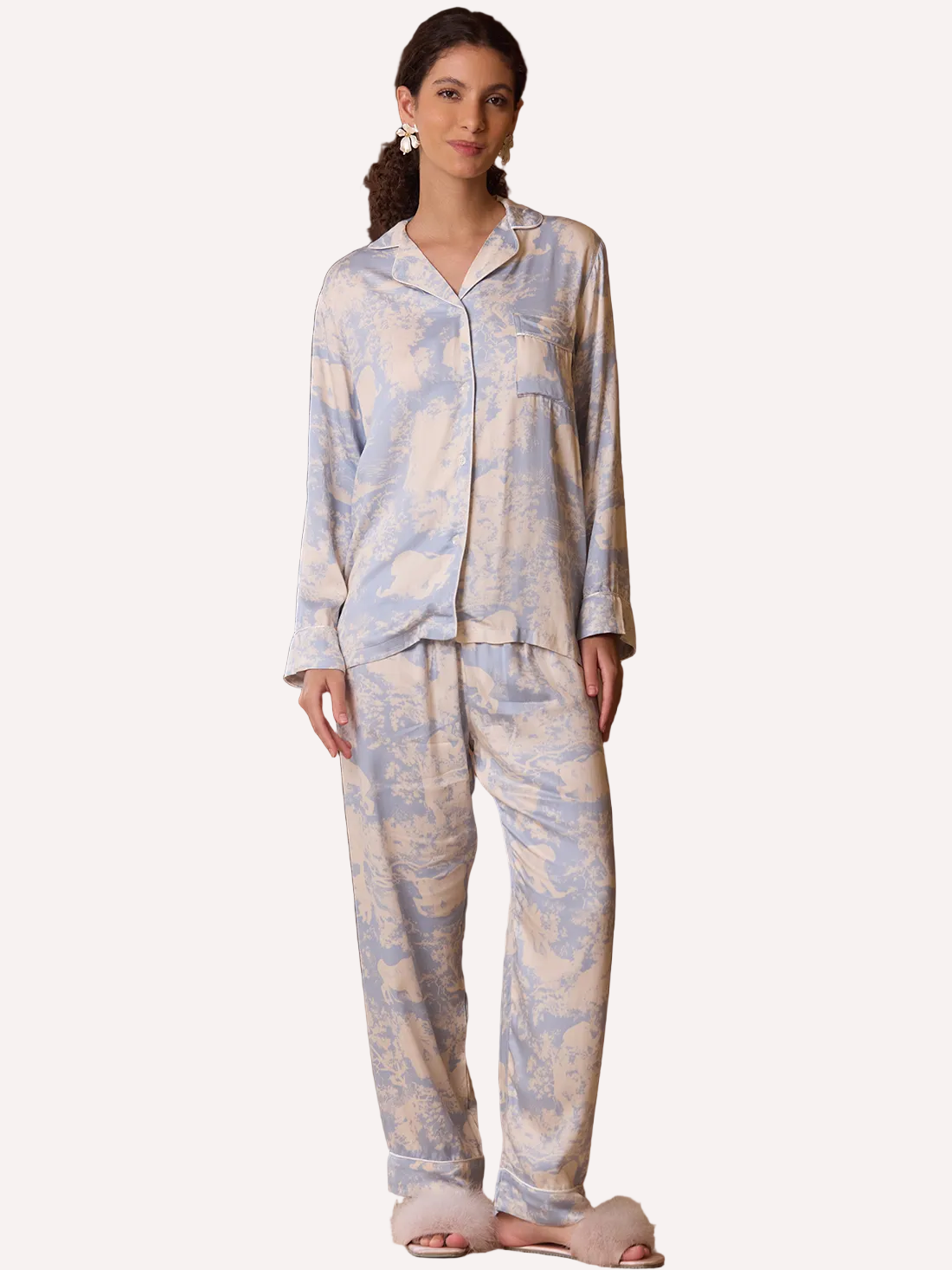 Blue Sky Print Pajama Set