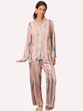 Vintage Oil Painting Stripe Pajama Set