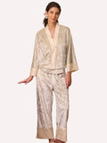 Soft Green Velvet Pajama Set 3Pcs with Camisole and Pants