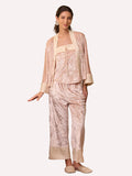Pink Velvet Pajama Set 3Pcs with Camisole and Pants