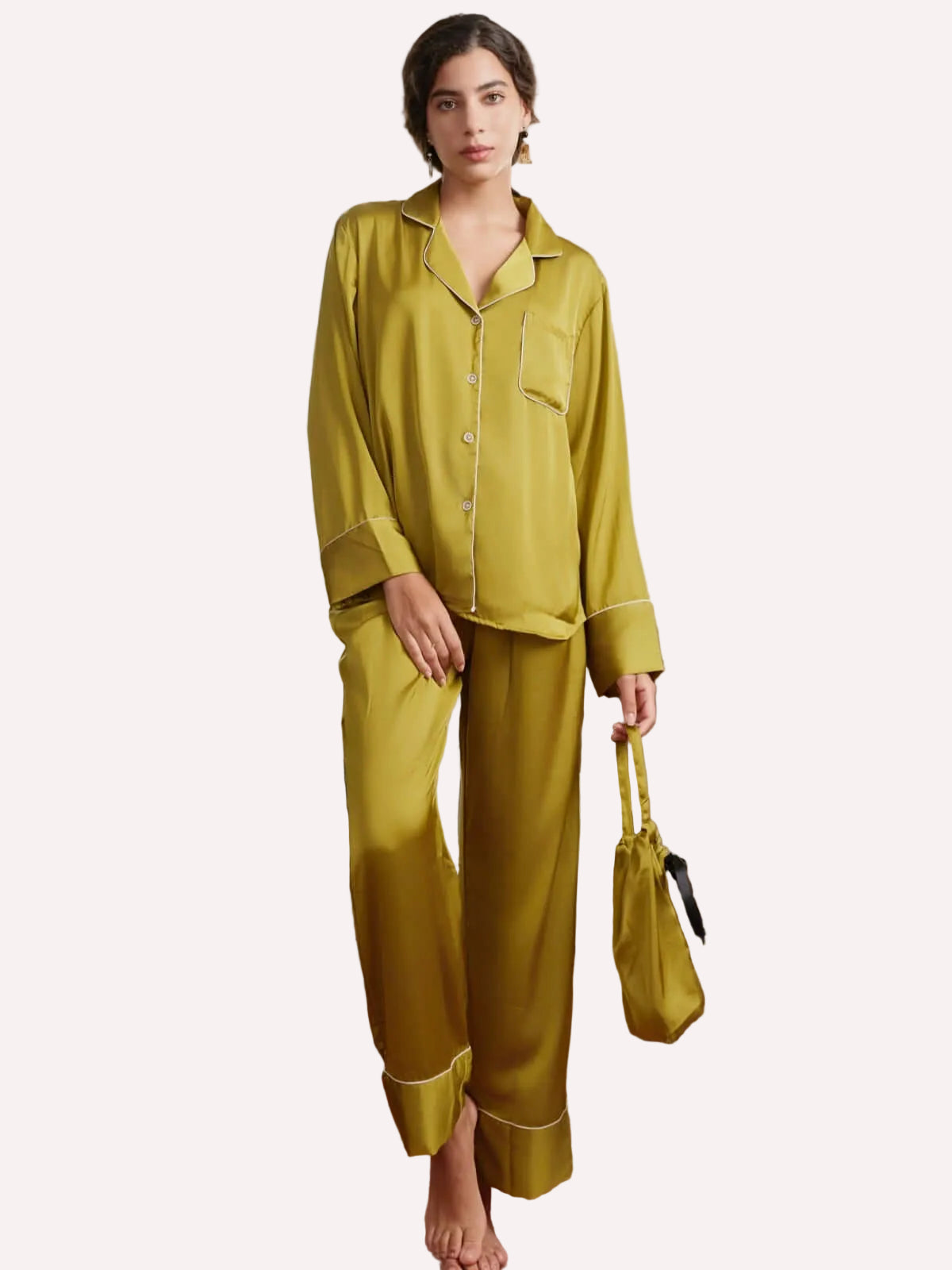 Luxury Lapel Pajama Set 3Pcs