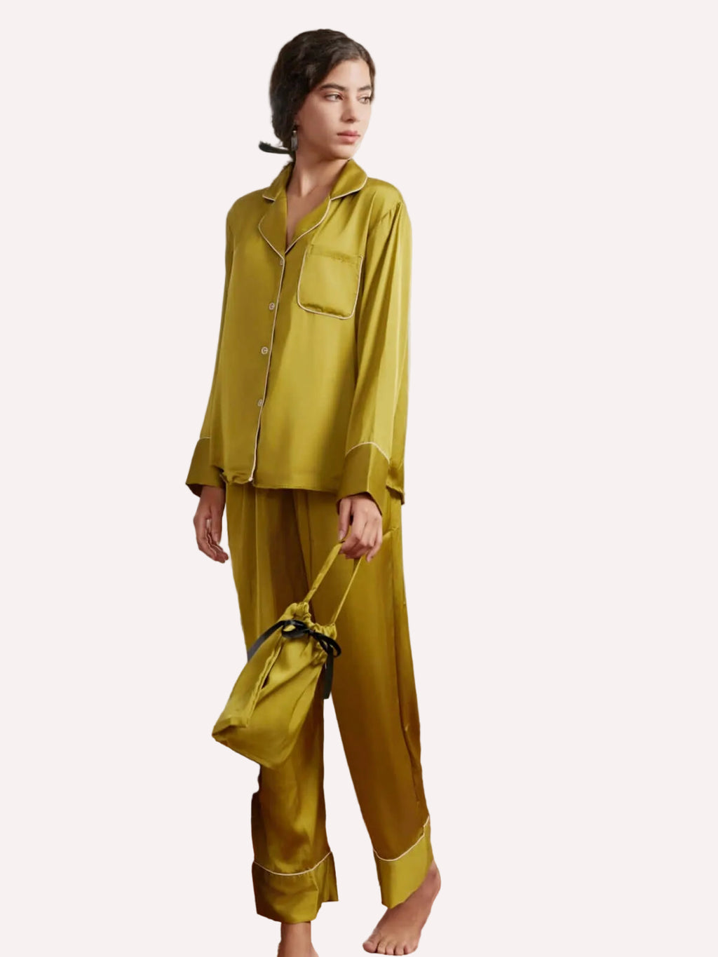 Luxury Lapel Pajama Set 3Pcs