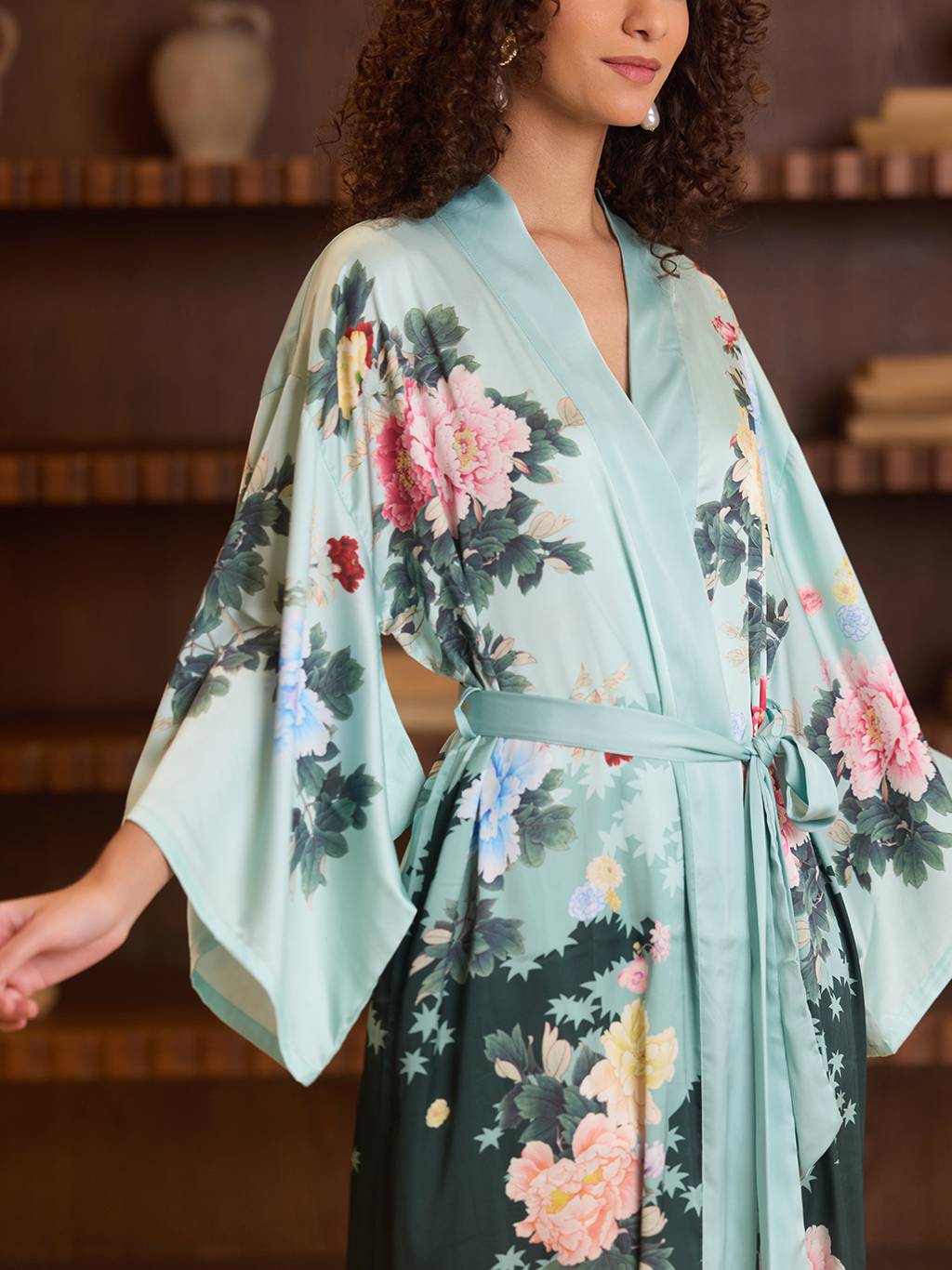 Gradient Bloom Kimono Robe