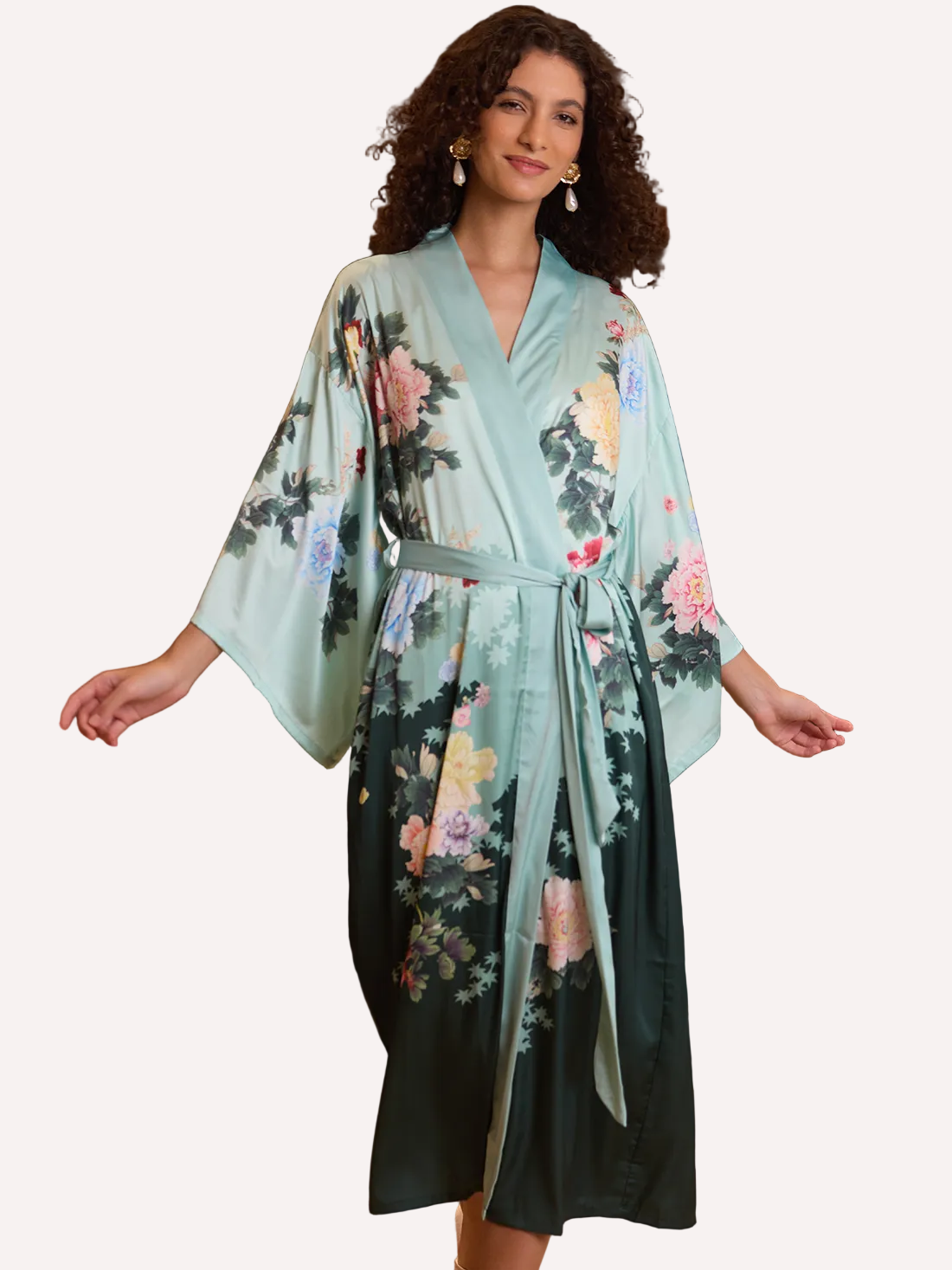 Gradient Bloom Kimono Robe