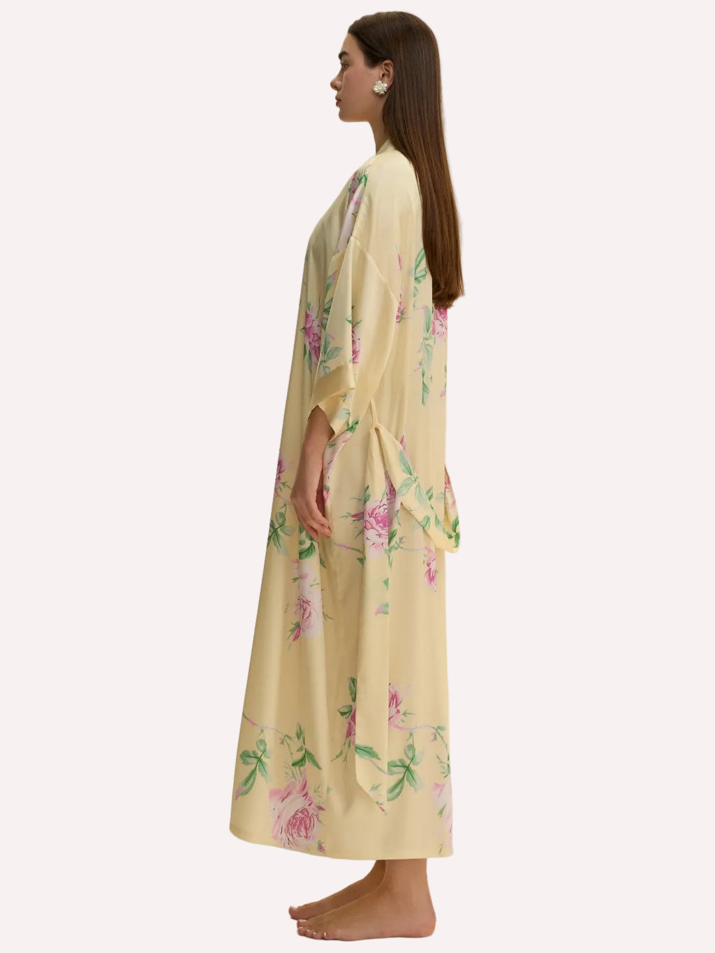 Soft Yellow Blossom Kimono Robe