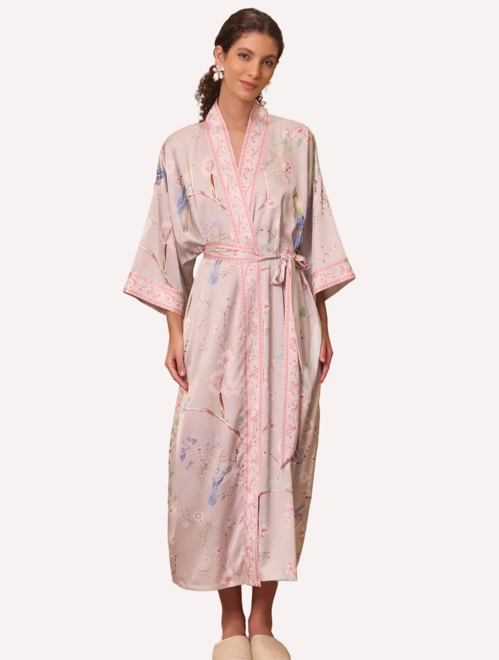 Purple Magpie & Plum Blossom Kimono Robe