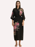 Black Peony Elegance Kimono Robe