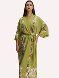 Green Lily Blossom Kimono Robe