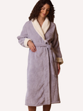 Lavender Jacquard Plush Kimono Robe