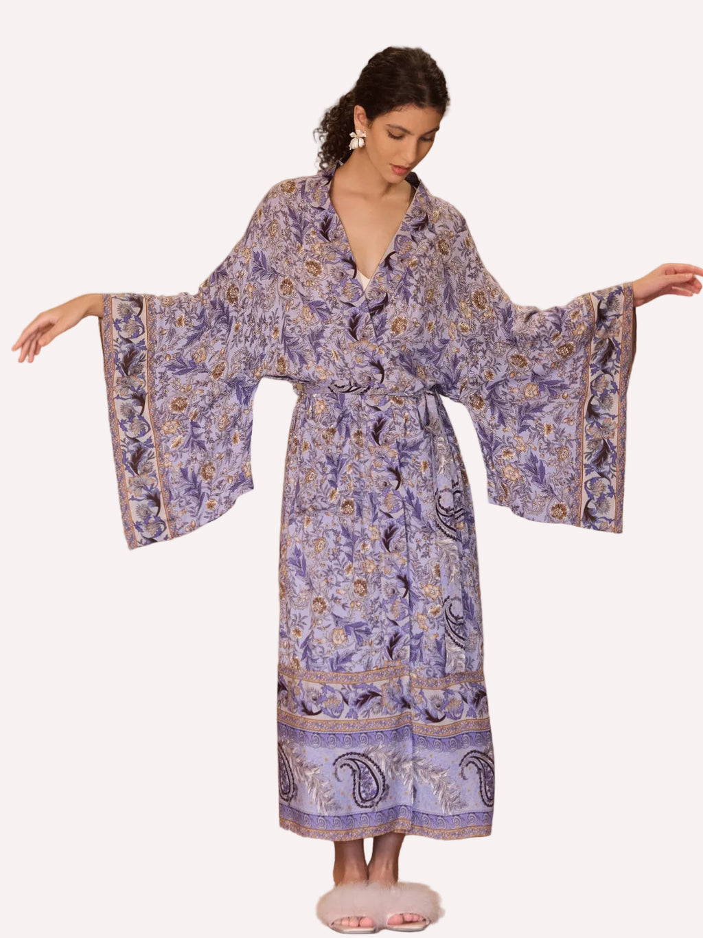 Vine Blossom Cotton Kimono Robe