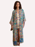 Green Floral Cotton Kimono Robe