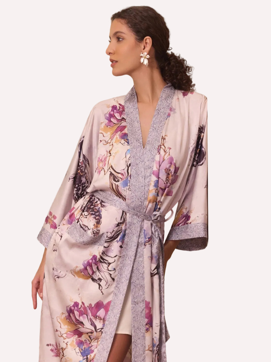 Purple Koi Kimono Robe