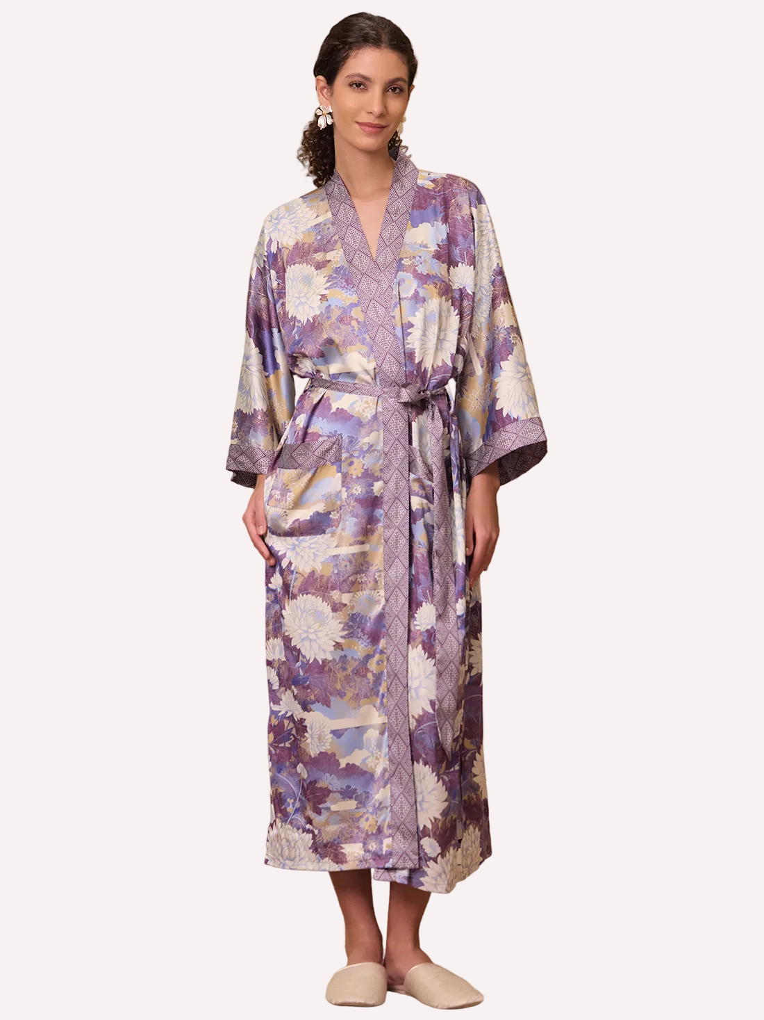 Purple Blossom Mountain Kimono Robe