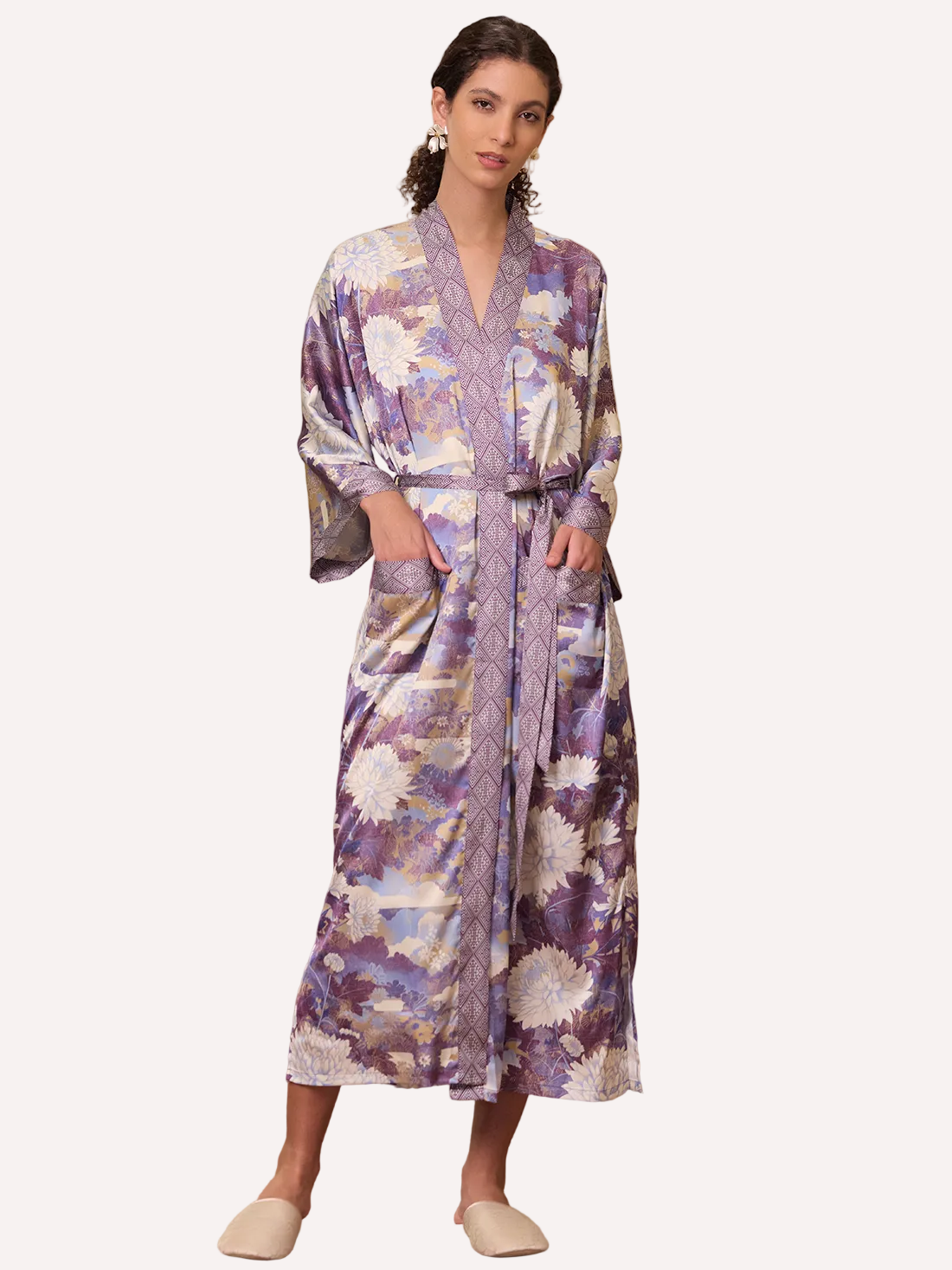 Purple Blossom Mountain Kimono Robe