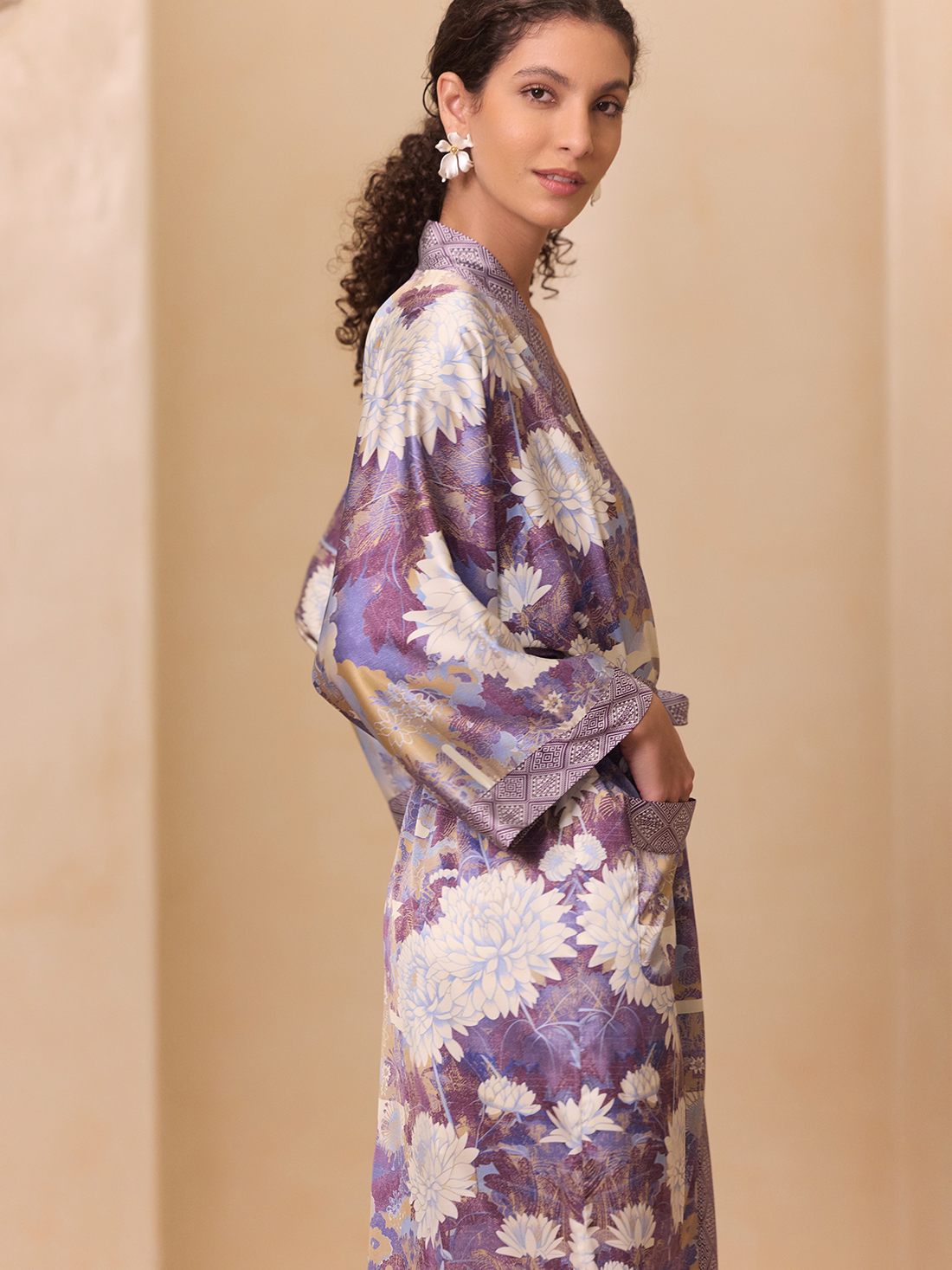Purple Blossom Mountain Kimono Robe