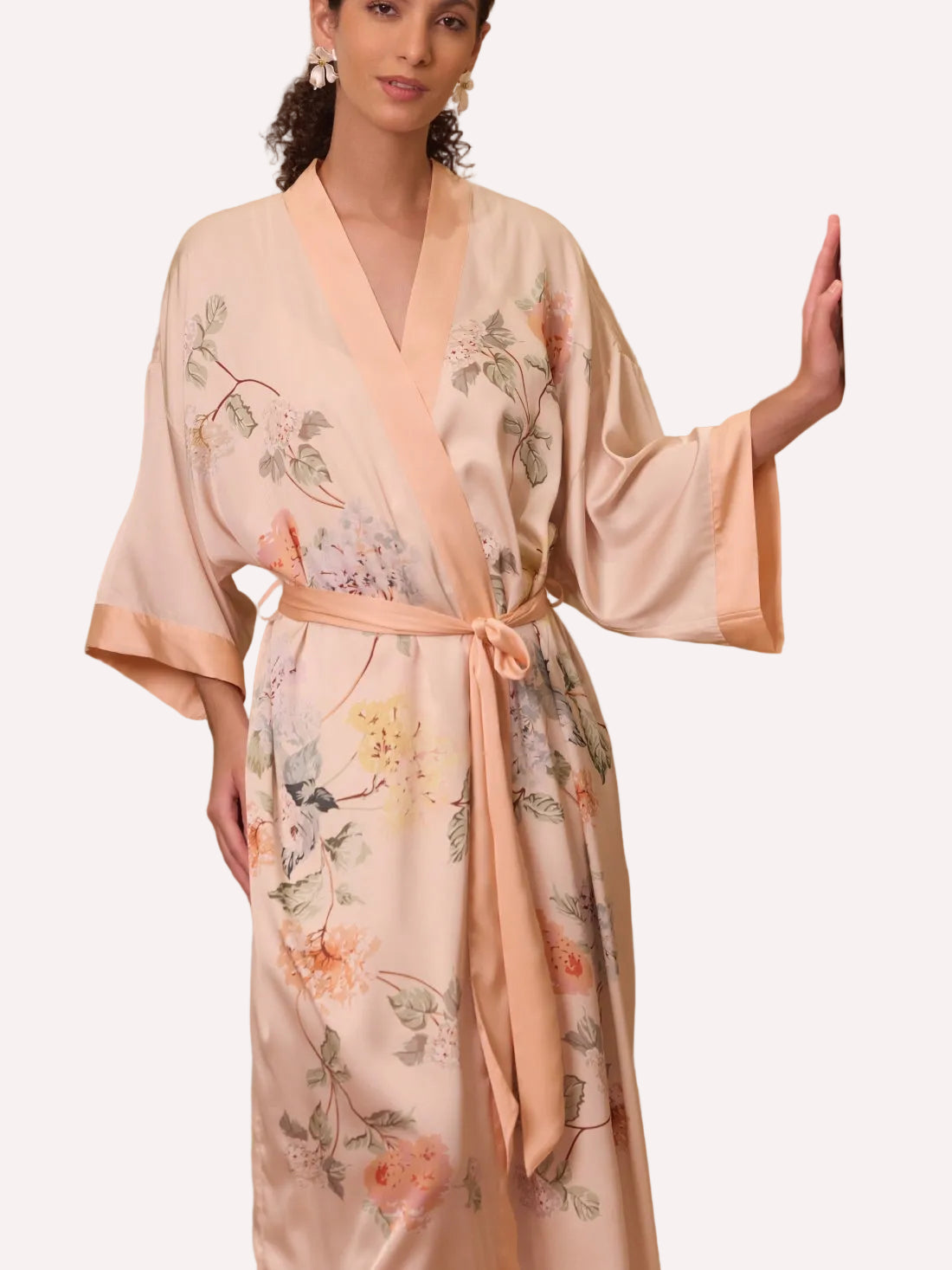 Soft Orange Garden Kimono Robe