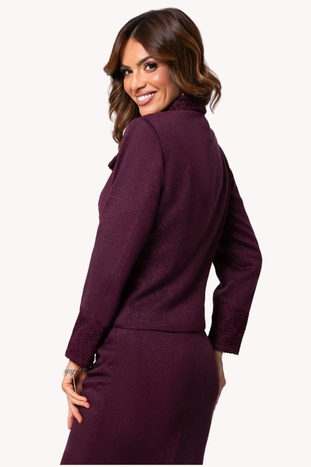 Burgundy Tailored Lace Blazer, Jody