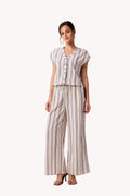 Wide-leg Drawstring Pants in Stripes