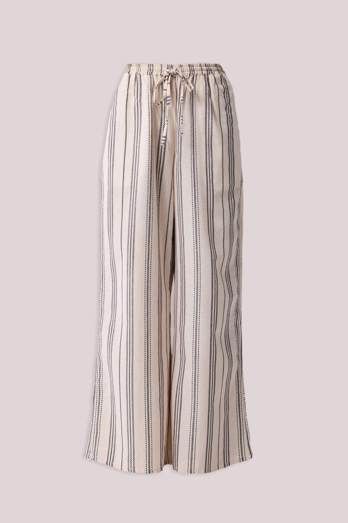 Wide-leg Drawstring Pants in Stripes