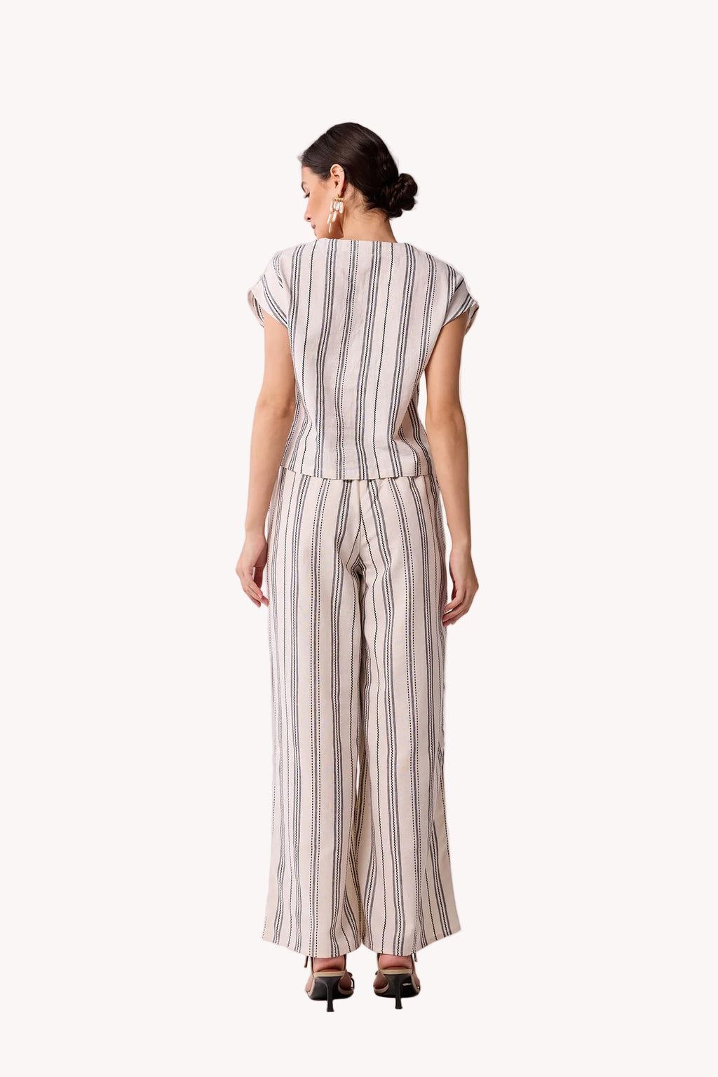 Wide-leg Drawstring Pants in Stripes