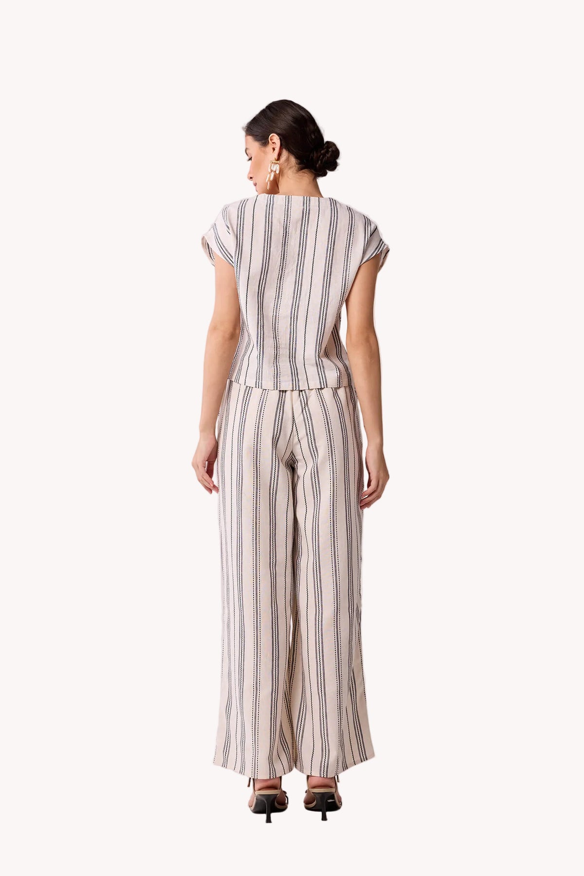 Wide-leg Drawstring Pants in Stripes