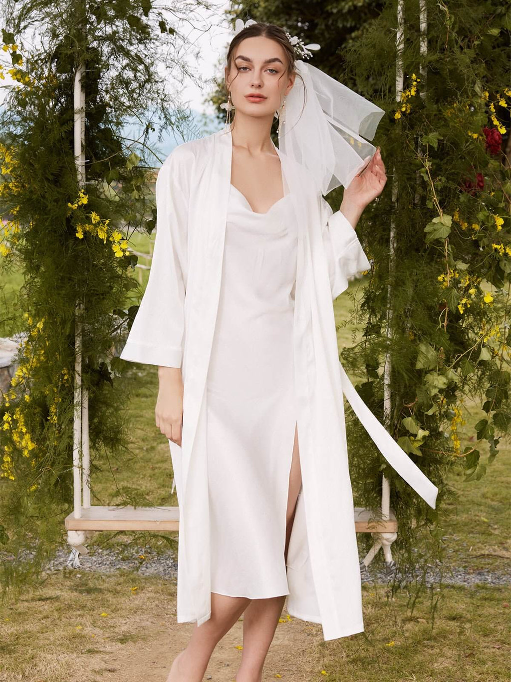 Elegant Robe Dress & Pajama Set Bridal