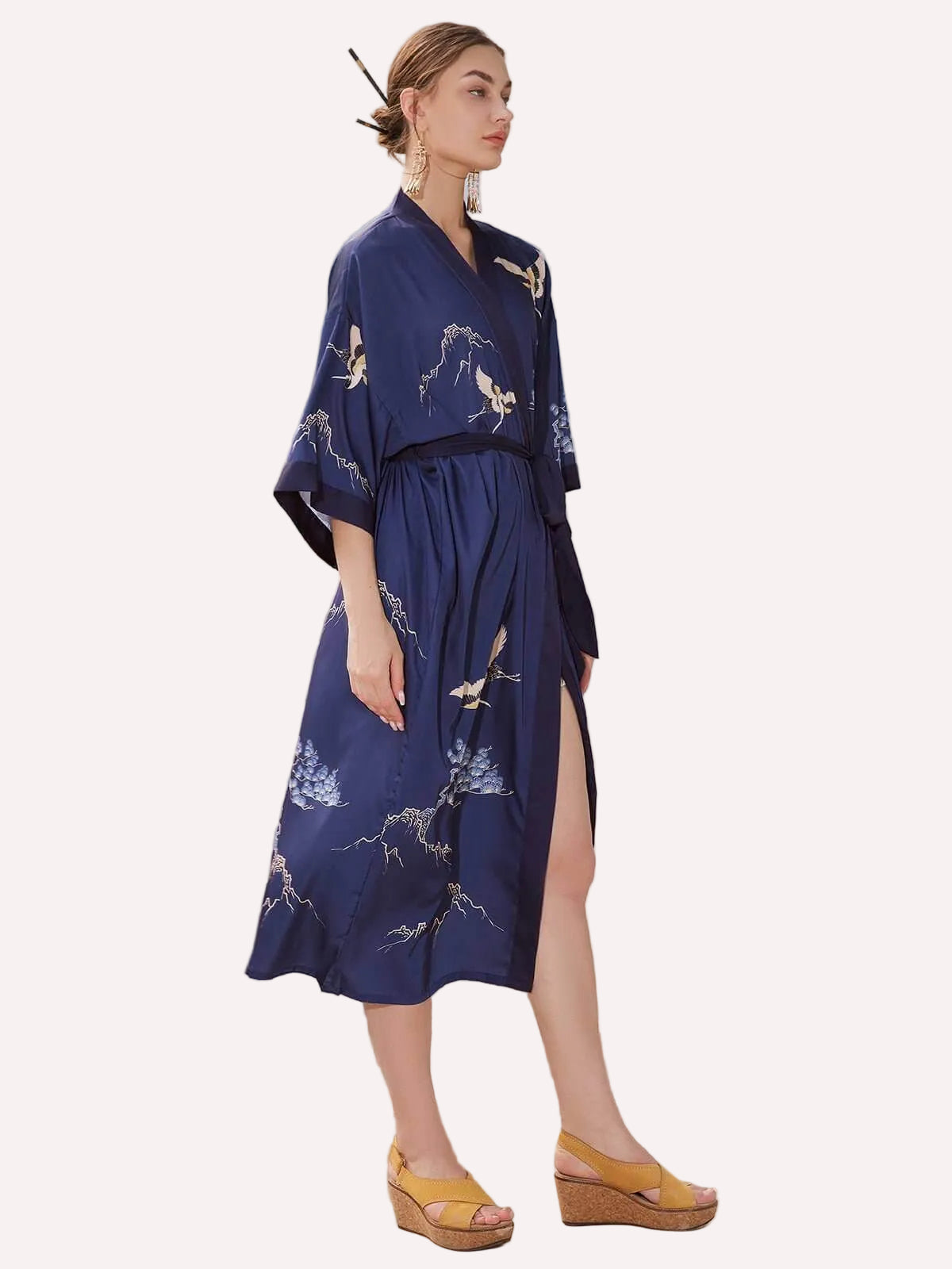 Mountain Crane Kimono Robe