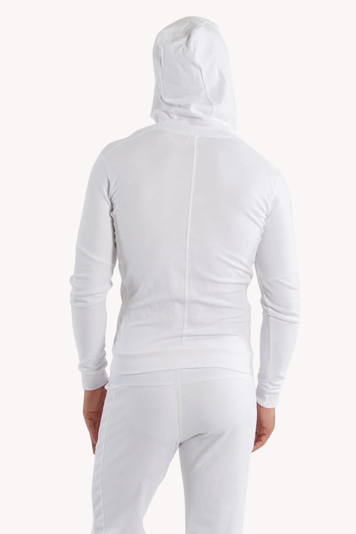 Form-fit Crossover Yoga Track PerformanceHoodie (White w/Green Zipper)