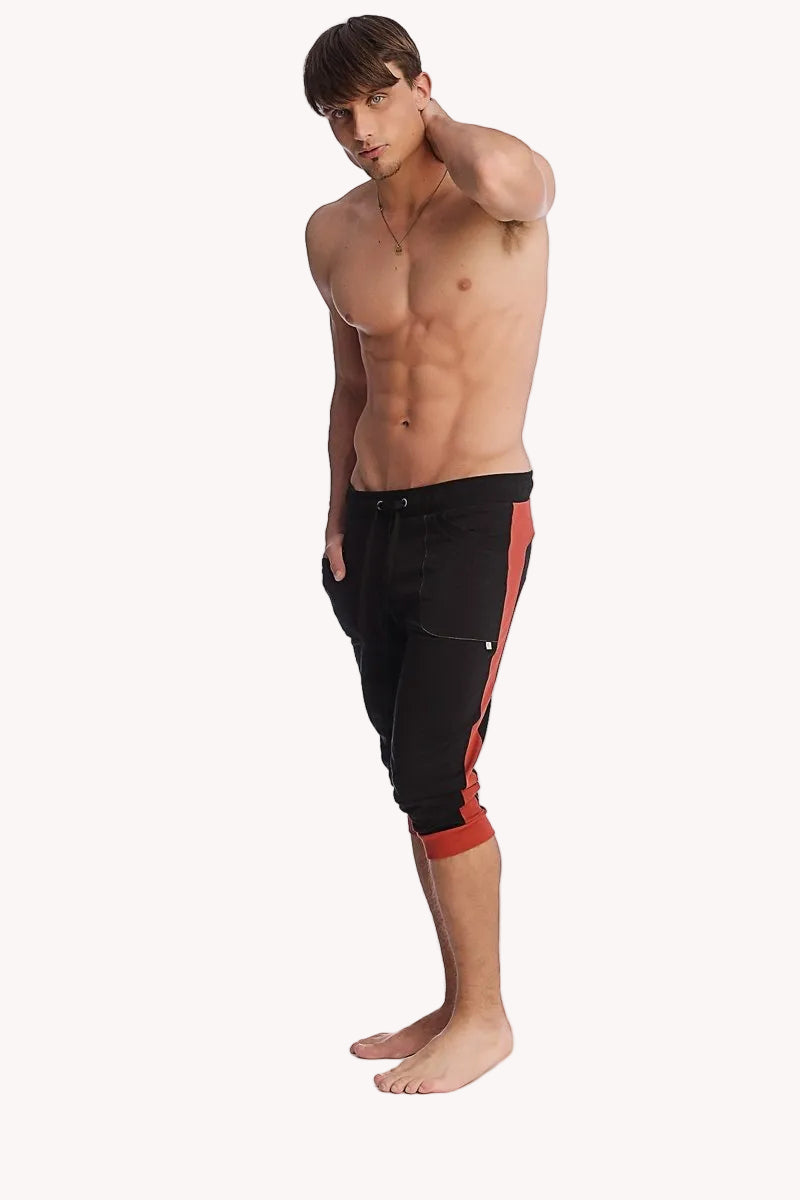 Cuffed Yoga Pants (Black w/Cinnabar)