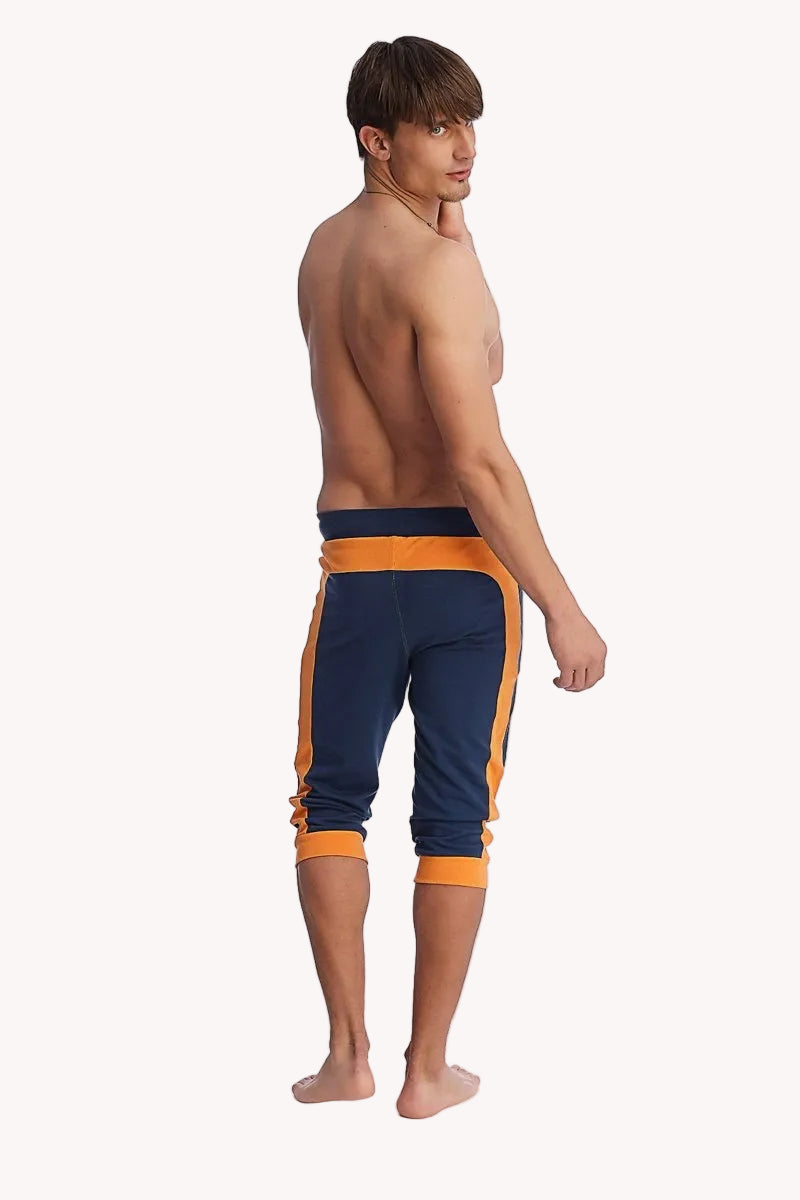 Cuffed Yoga Pants (Royal Blue & Orange)