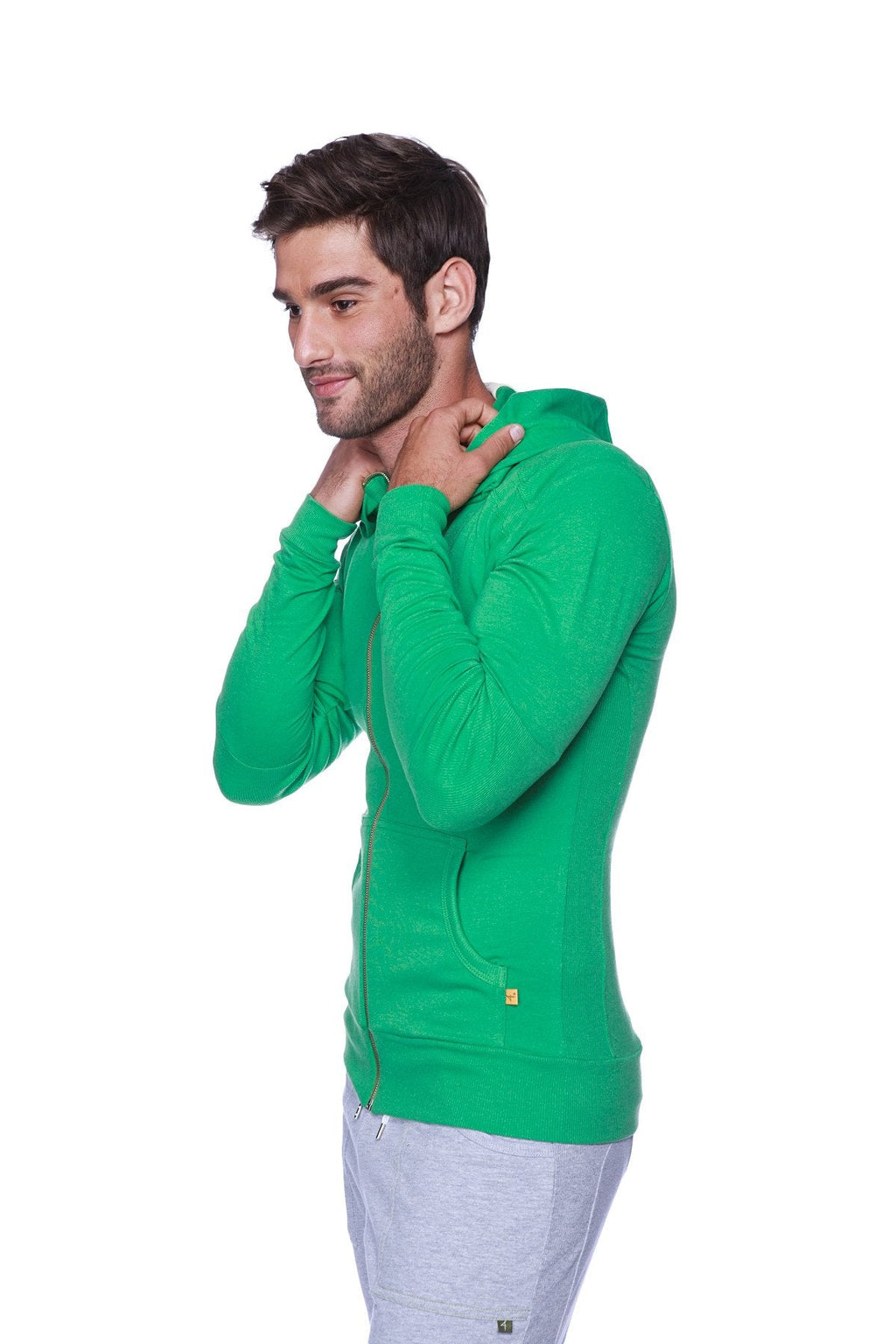 Edge Form-fit Crossover Yoga Track Performance Hoodie (Bamboo Green)