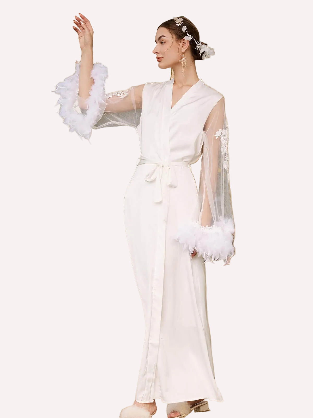 White Feather Bridal Robe