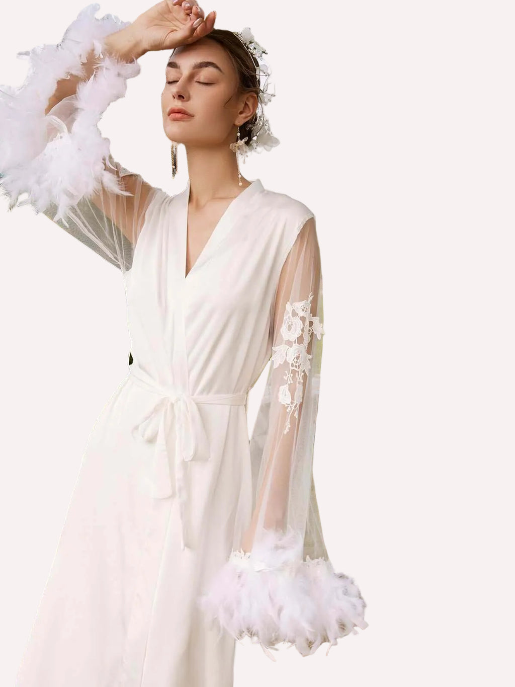 White Feather Bridal Robe