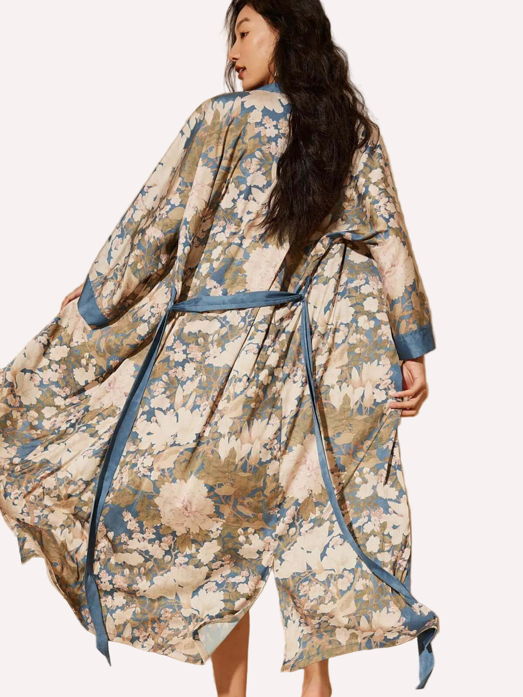 Floral Blue Kimono Robe