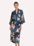 Garden Crane Blue Kimono Robe