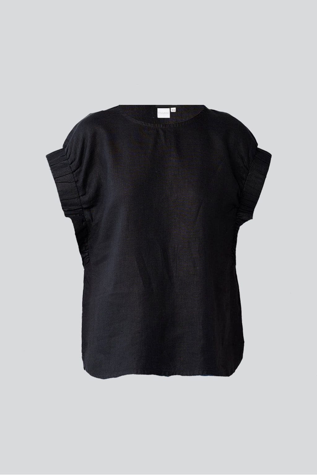 Hemp Top with Gathered Sleeve detail in Black