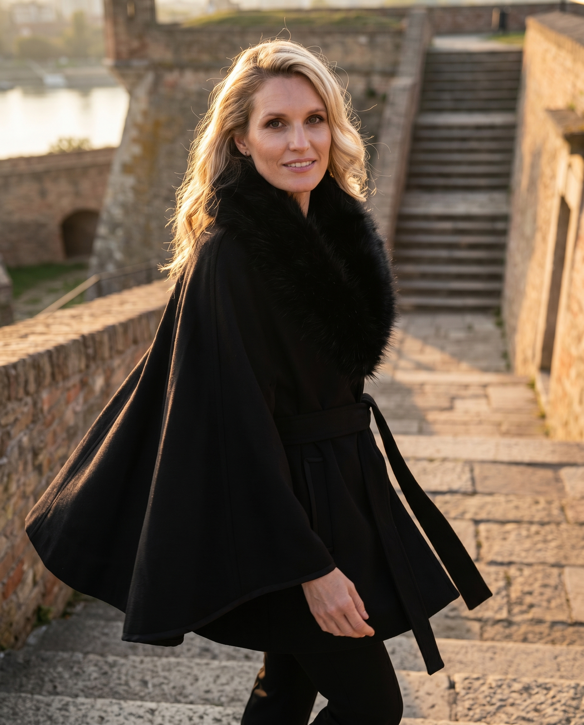 Black Wool Cape, Selina