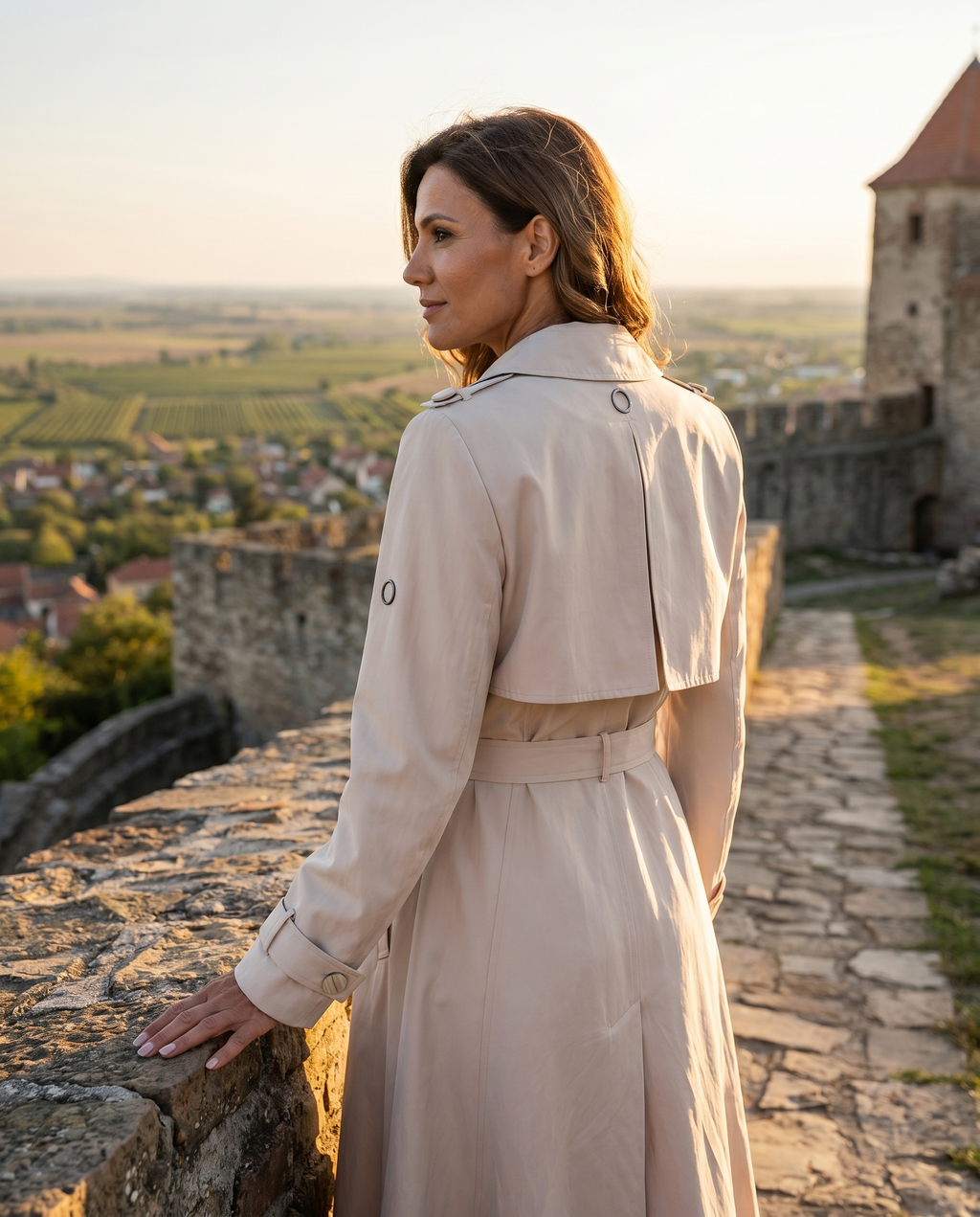 Beige Classic Long Coat, Kim