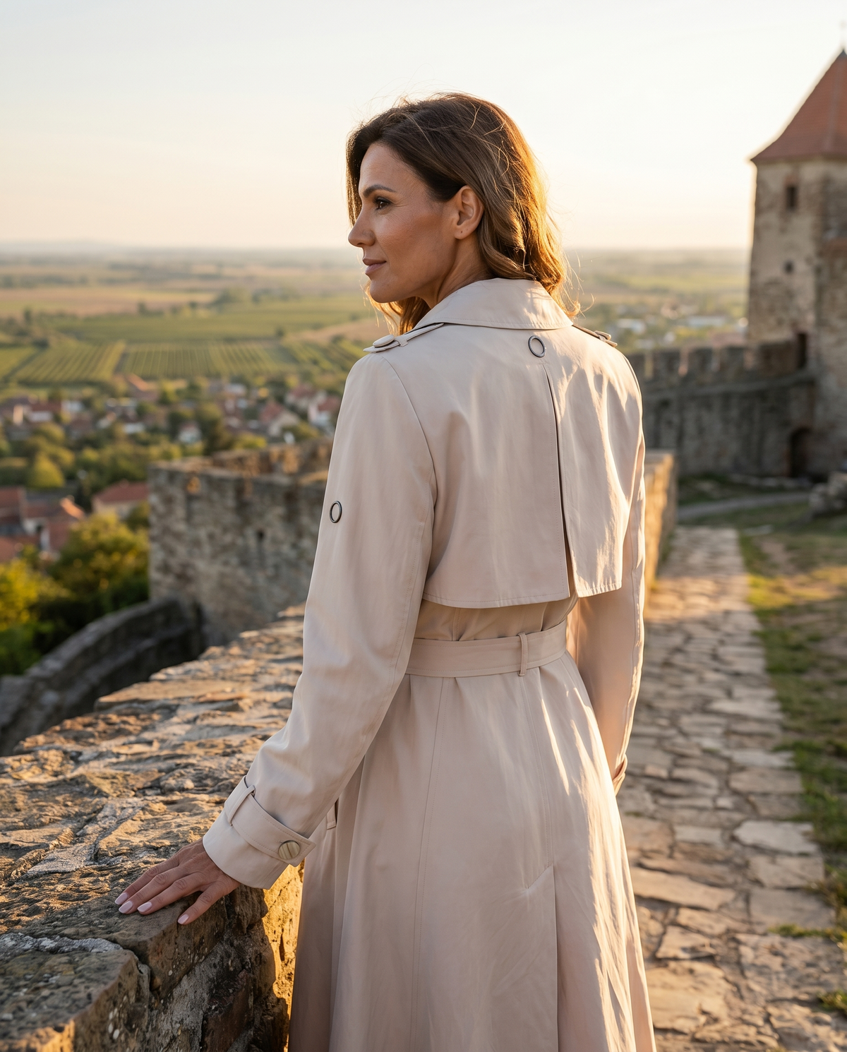 Beige Classic Long Coat, Kim