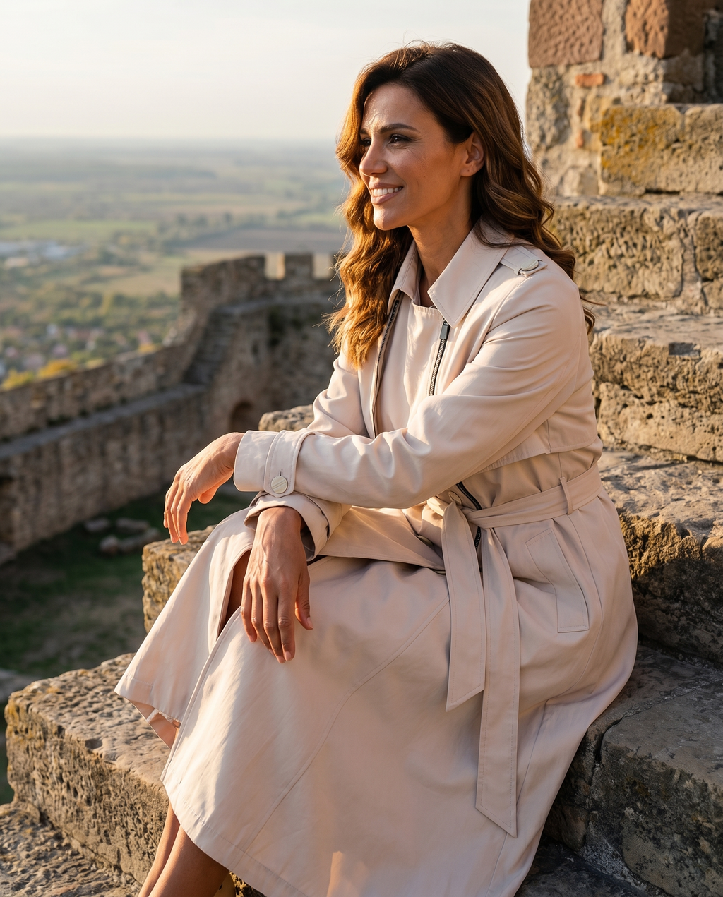 Beige Classic Long Coat, Kim