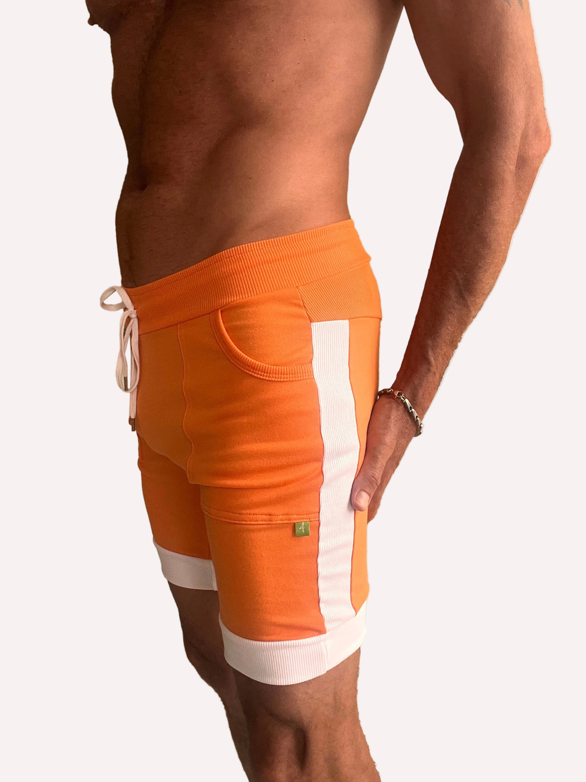 Cuffed Yoga Short (Orange w/White)