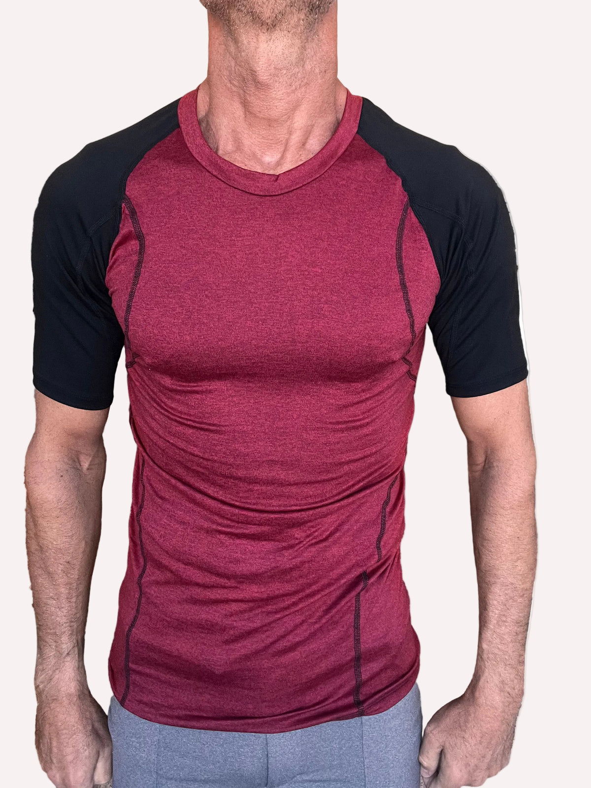 Designer Raglan Crew-Neck Tee (Brick w/Black Sleeve)
