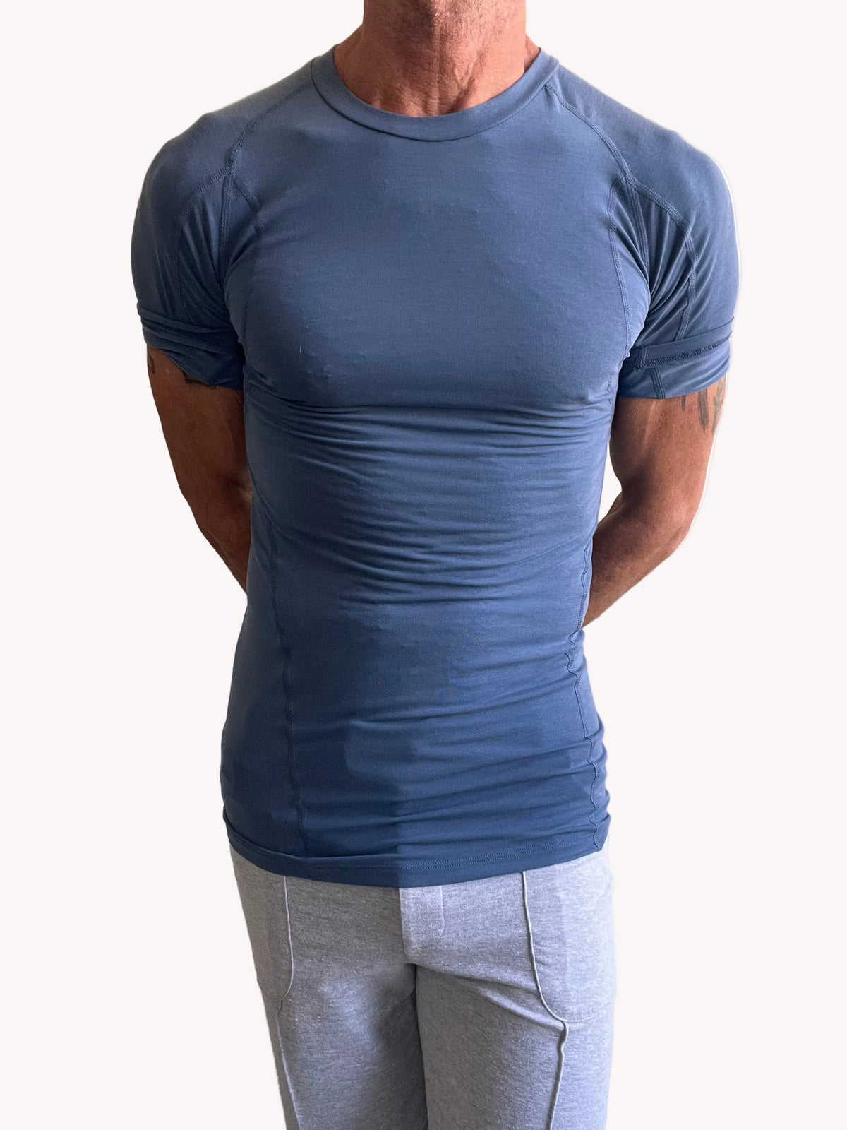 Designer Raglan Crew-Neck Tee (Denim Blue)